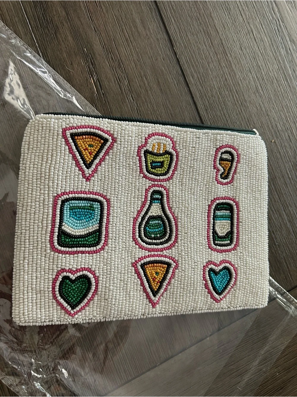 Hidden Valley Ranch Beaded White Patch Mosaic Clutch - Stylish Women's Bag NWT!